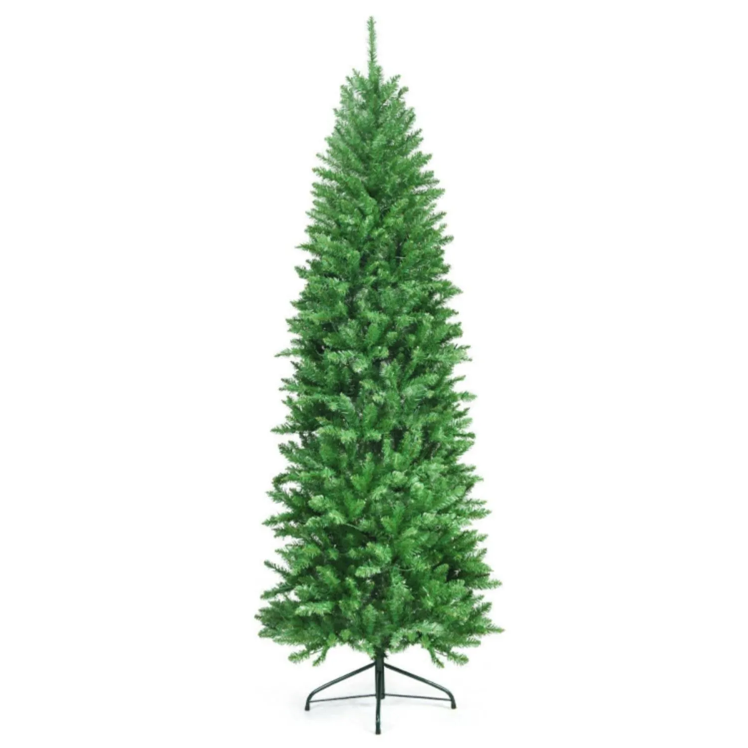 7 Feet PVC Hinged Pre-lit Artificial Fir Pencil Christmas Tree with 150 Lights-7 ft Holiday Decor clearance sale