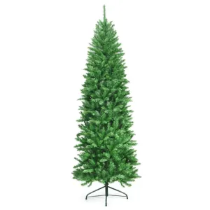 7 Feet PVC Hinged Pre-lit Artificial Fir Pencil Christmas Tree with 150 Lights-7 ft Holiday Decor clearance sale