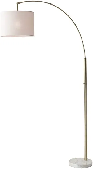 74" Brass Arc Floor Lamp With Off White Solid Color Drum Shade Discount Wall Decor Sets