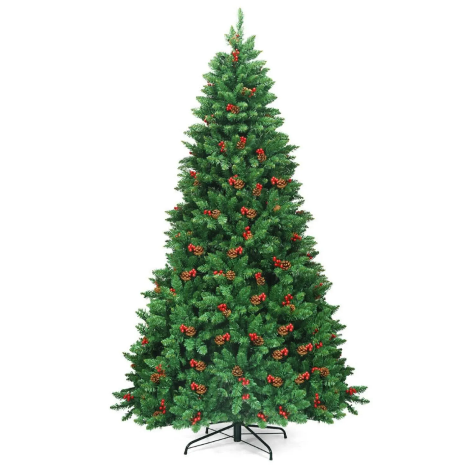 7.5 Feet Pre-lit Hinged Christmas Tree with 550 LED Lights and Sturdy Metal Stand Holiday Decor clearance sale