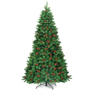 7.5 Feet Pre-lit Hinged Christmas Tree with 550 LED Lights and Sturdy Metal Stand Holiday Decor clearance sale