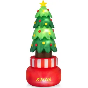 8 Feet Inflatable Rotating Xmas Tree with Built-in LED Lights and Water Bags Holiday Decor clearance sale