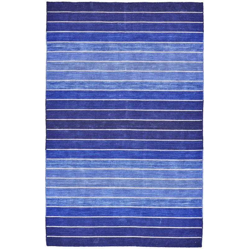 8' x 11' Striped Hand-Tufted Wool/Cotton Blue Area Rug Area Rugs mega sale