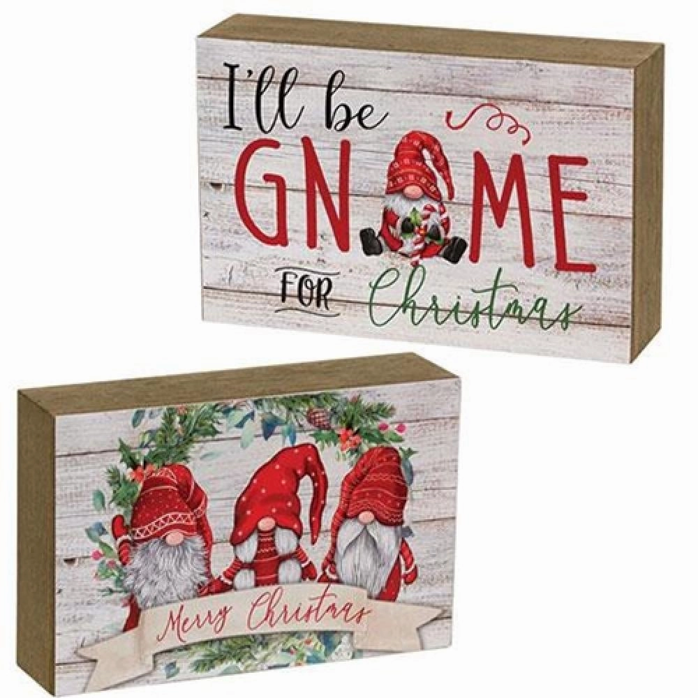 *Merry Christmas Gnome Wood Block 2 Asstd. Decorative Accessories hot offers