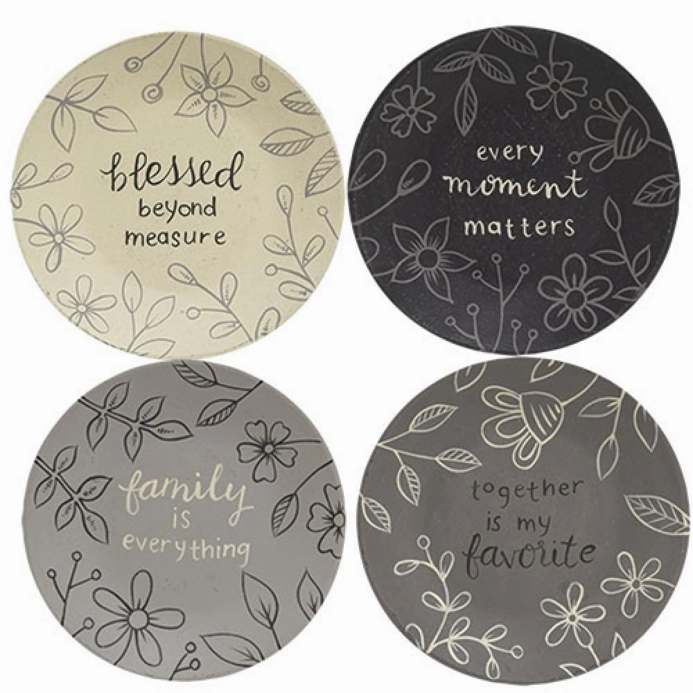 *Sentiment Floral Plate 4 Asstd.