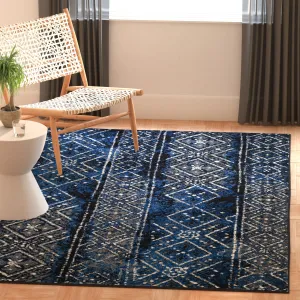 Adirondack Machine Made Area Rug, Blue / Black Traditional Style Easy Care Area Rugs buy 1 get 1