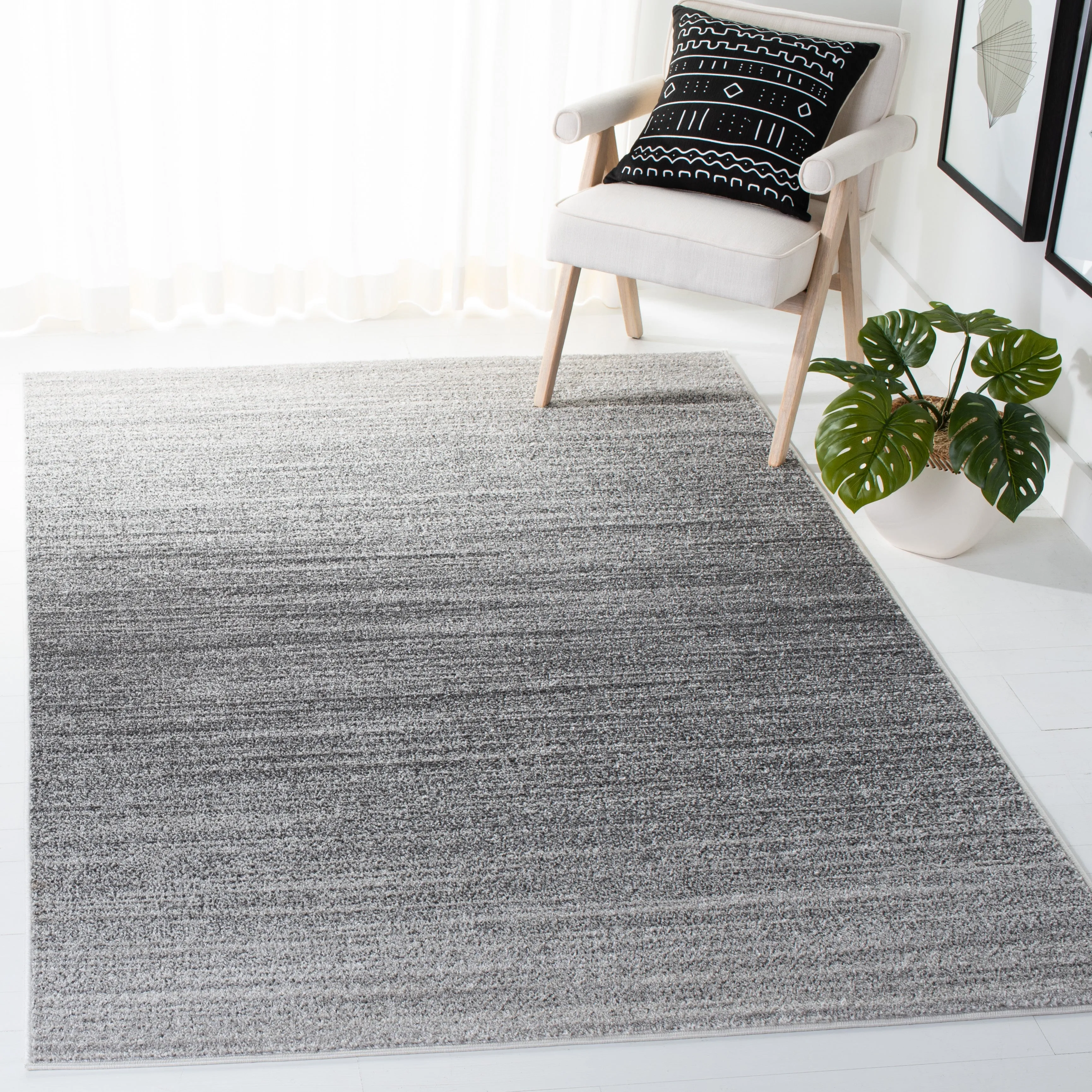 Adirondack Machine Made Area Rug, Grey / Ivory Contemporary Style Easy Care Area Rugs buy 1 get 1