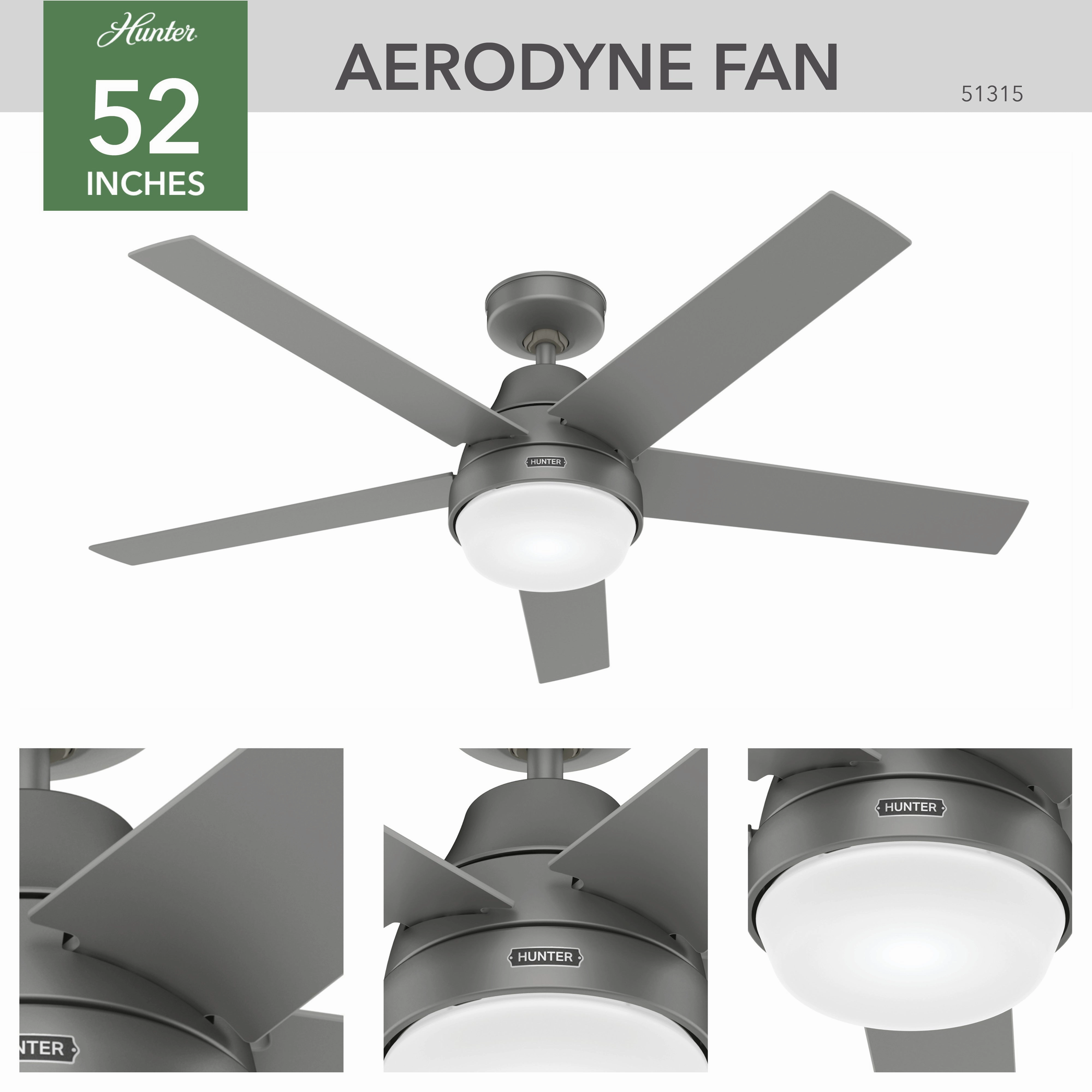 Aerodyne 52"Ceiling Fan Matte Silver Huggers flush mount fans deals