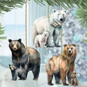 Alaskan Bears Wooden Christmas Ornaments Set of 3 by G. Debrekht Holiday Decor clearance sale