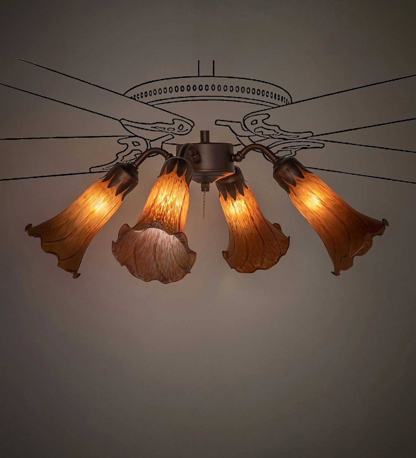 Amber Four Light Fan Light Mini Ceiling Fans promo
