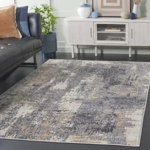 Amelia Machine Made Area Rug, Grey / Gold Contemporary Style Easy Care Area Rugs mega sale