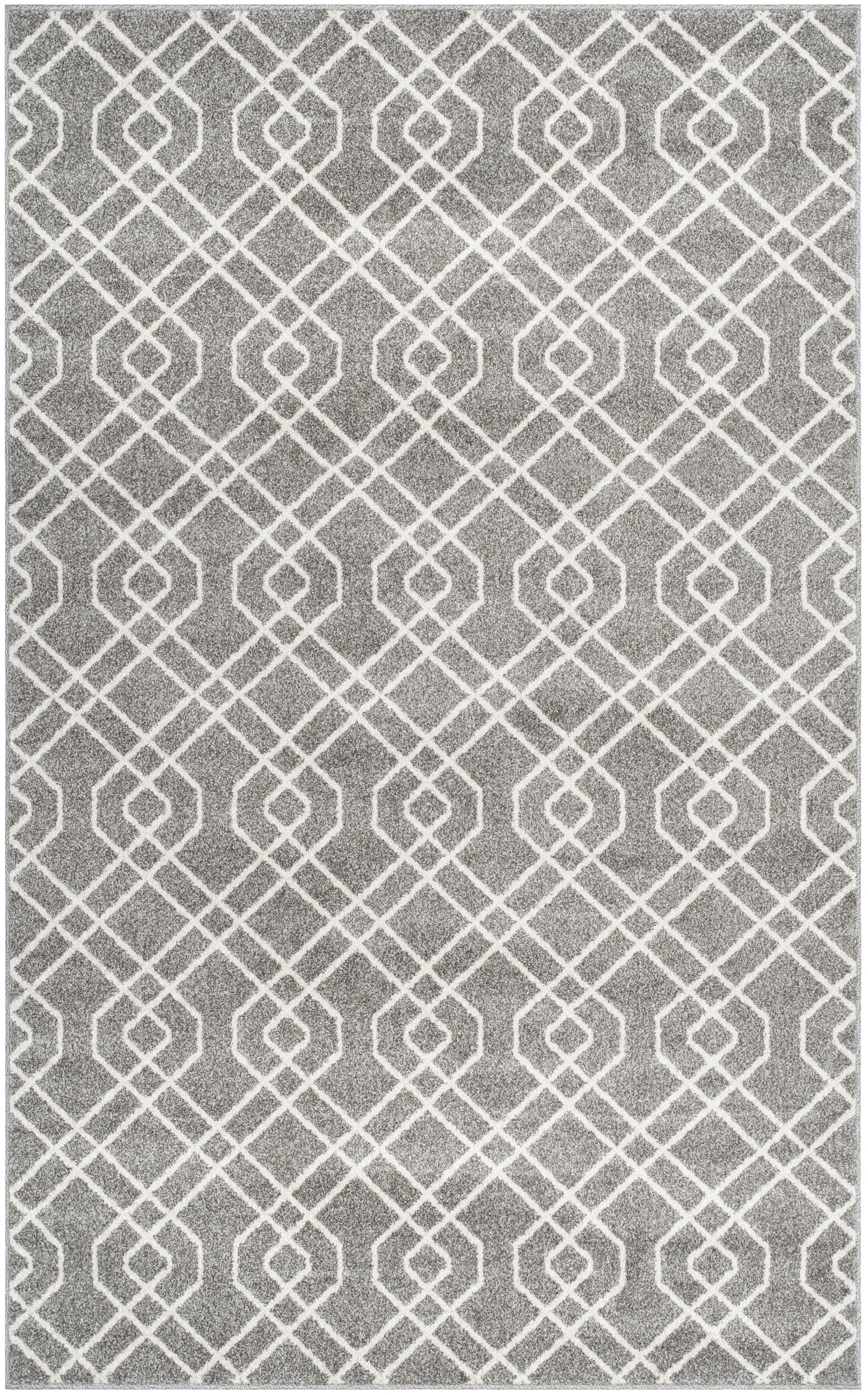 Amherst Machine Made Area Rug, Grey / Ivory Contemporary Style Easy Care