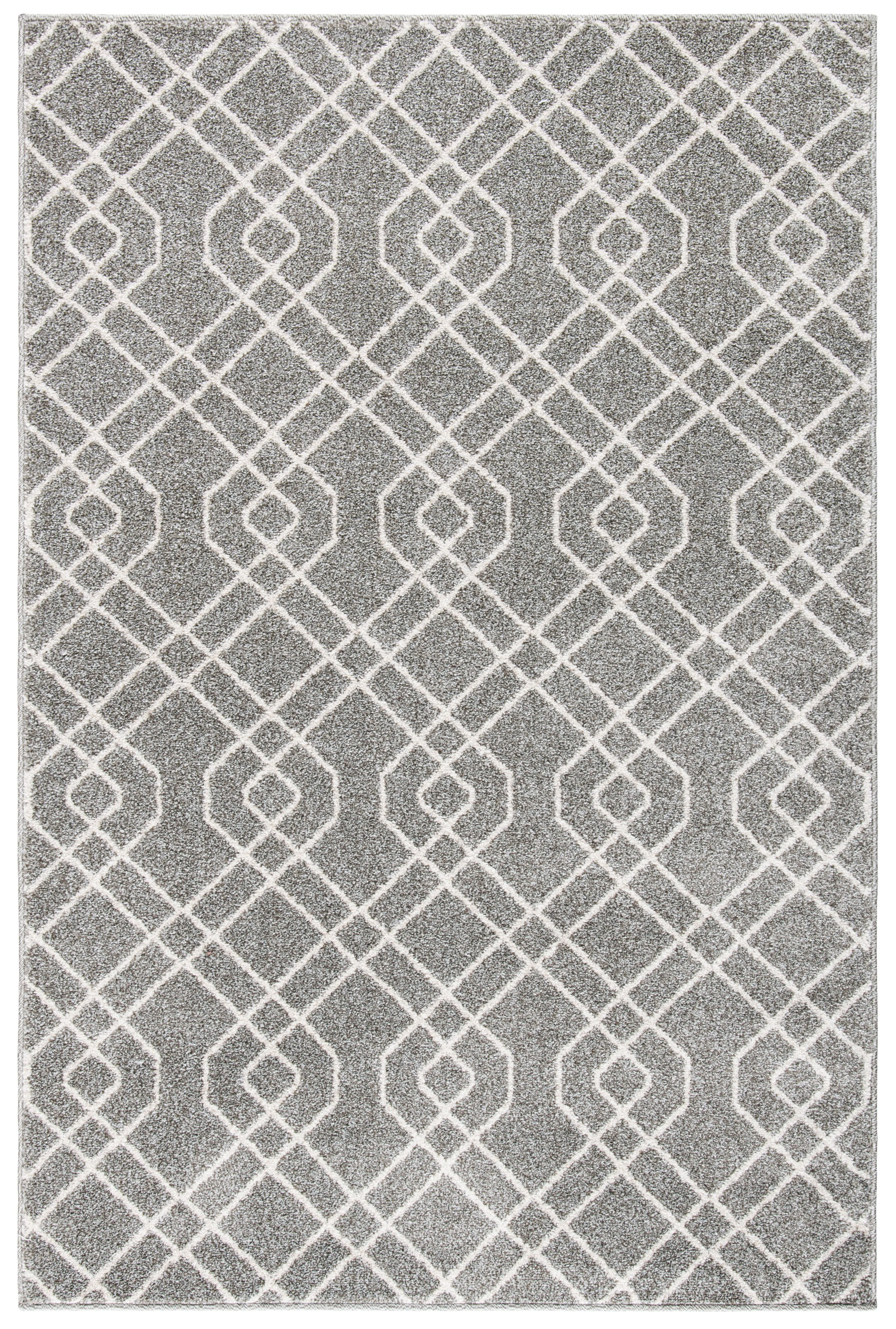 Amherst Machine Made Area Rug, Grey / Ivory Contemporary Style Easy Care