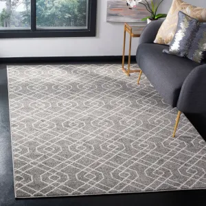 Amherst Machine Made Area Rug, Grey / Ivory Contemporary Style Easy Care Area Rugs buy 1 get 1