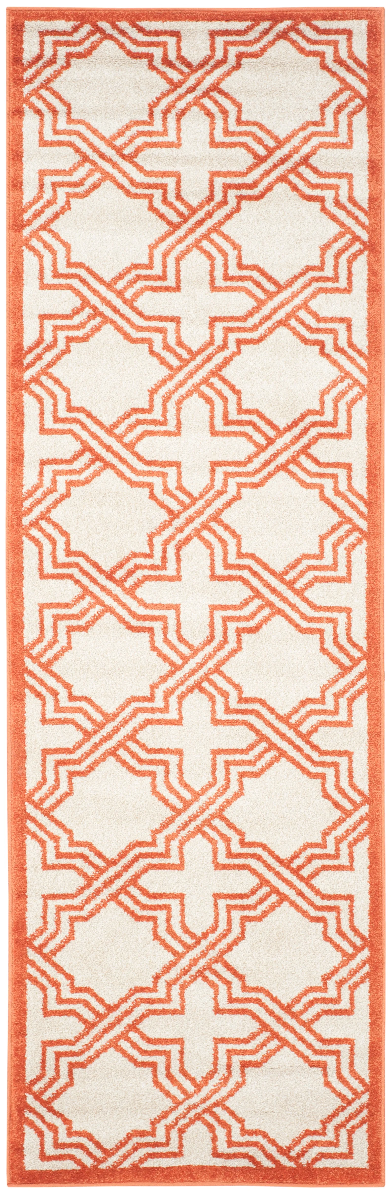 Amherst Machine Made Area Rug, Ivory / Orange Contemporary Style Easy Care