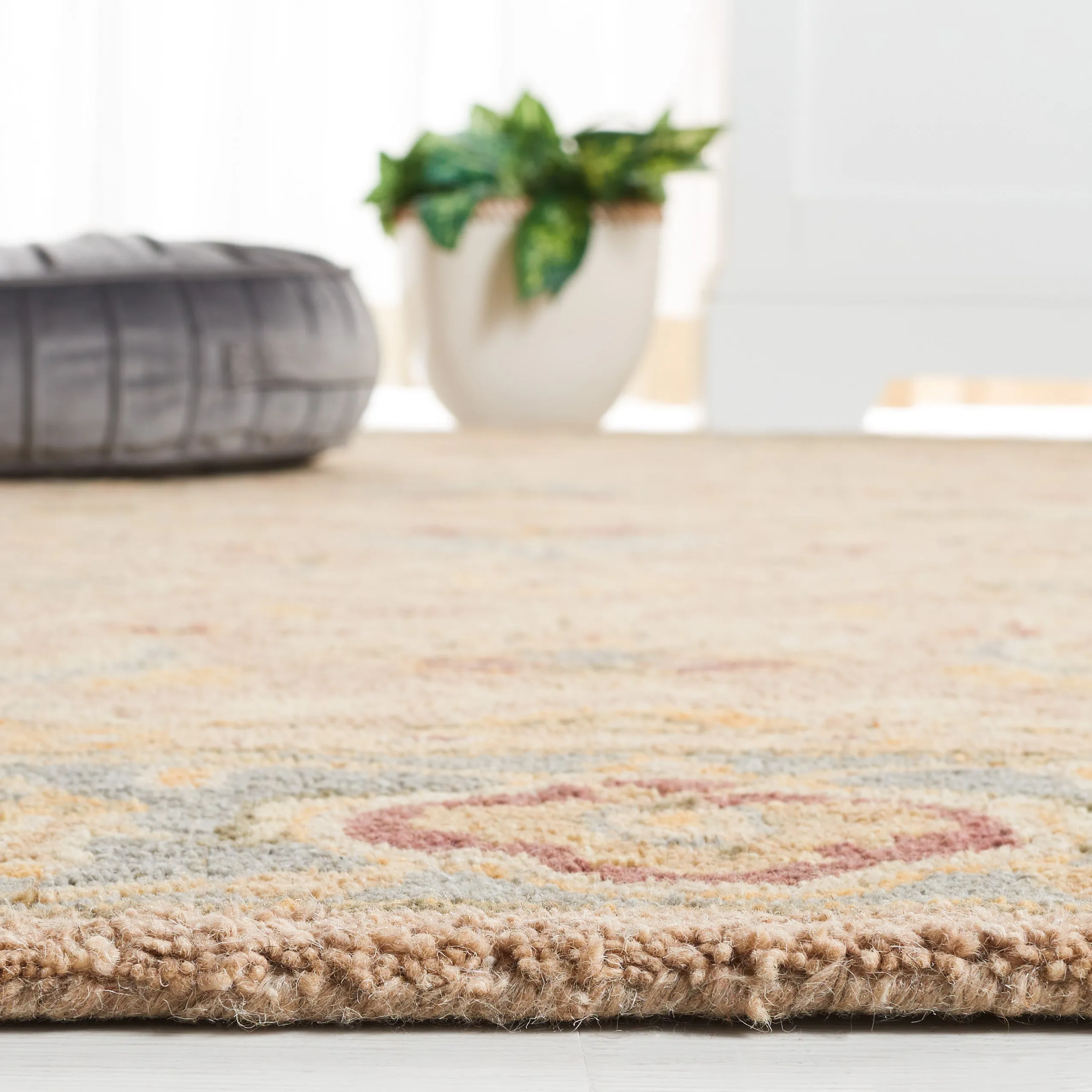 Anatolia Hand Made Area Rug, Brown / Blue Traditional Style Non-Shedding