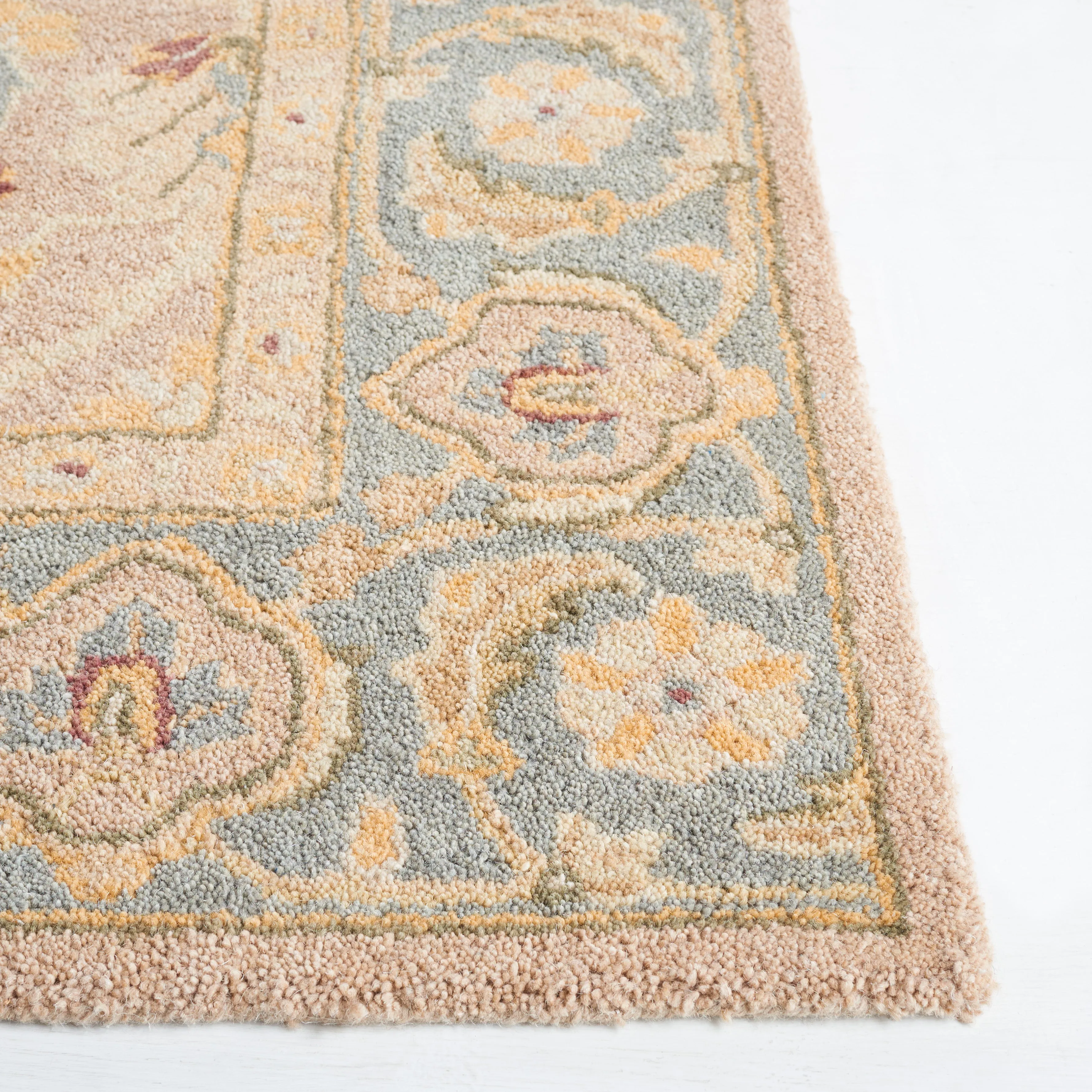 Anatolia Hand Made Area Rug, Brown / Blue Traditional Style Non-Shedding