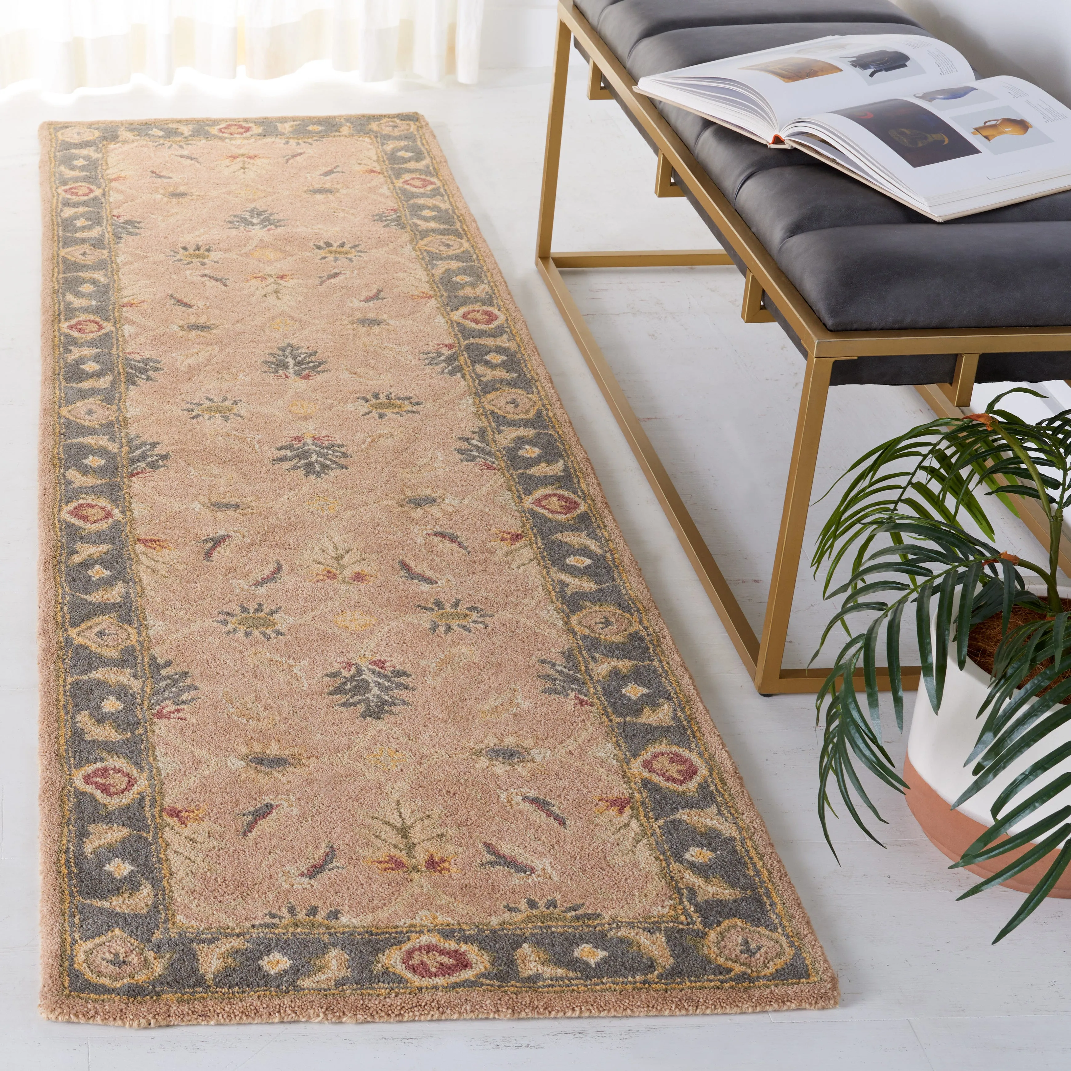 Anatolia Hand Made Area Rug, Brown / Blue Traditional Style Non-Shedding