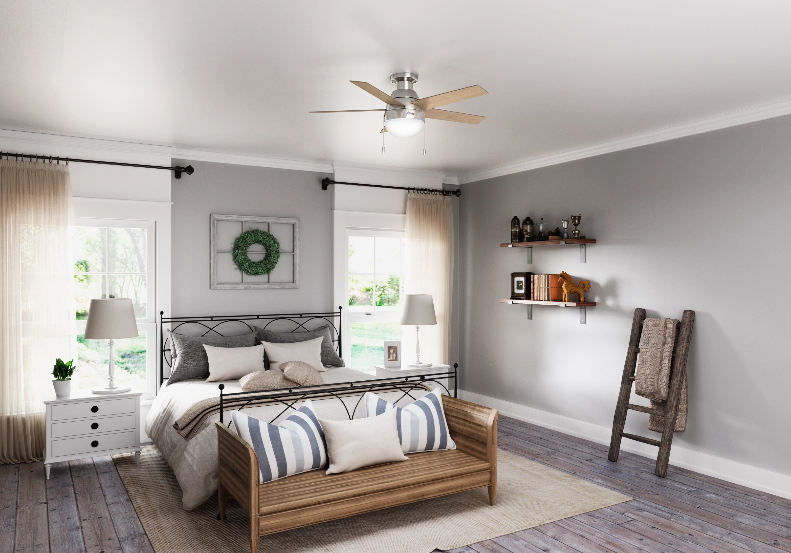 Anslee 46"Ceiling Fan Brushed Nickel Small Fans for less