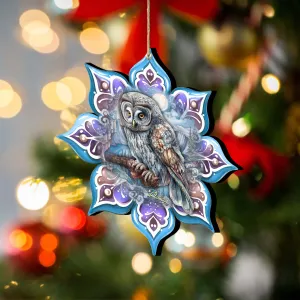 Arctic Owl Snowflake Wooden Christmas Ornament by G. Debrekht Holiday Decor clearance sale