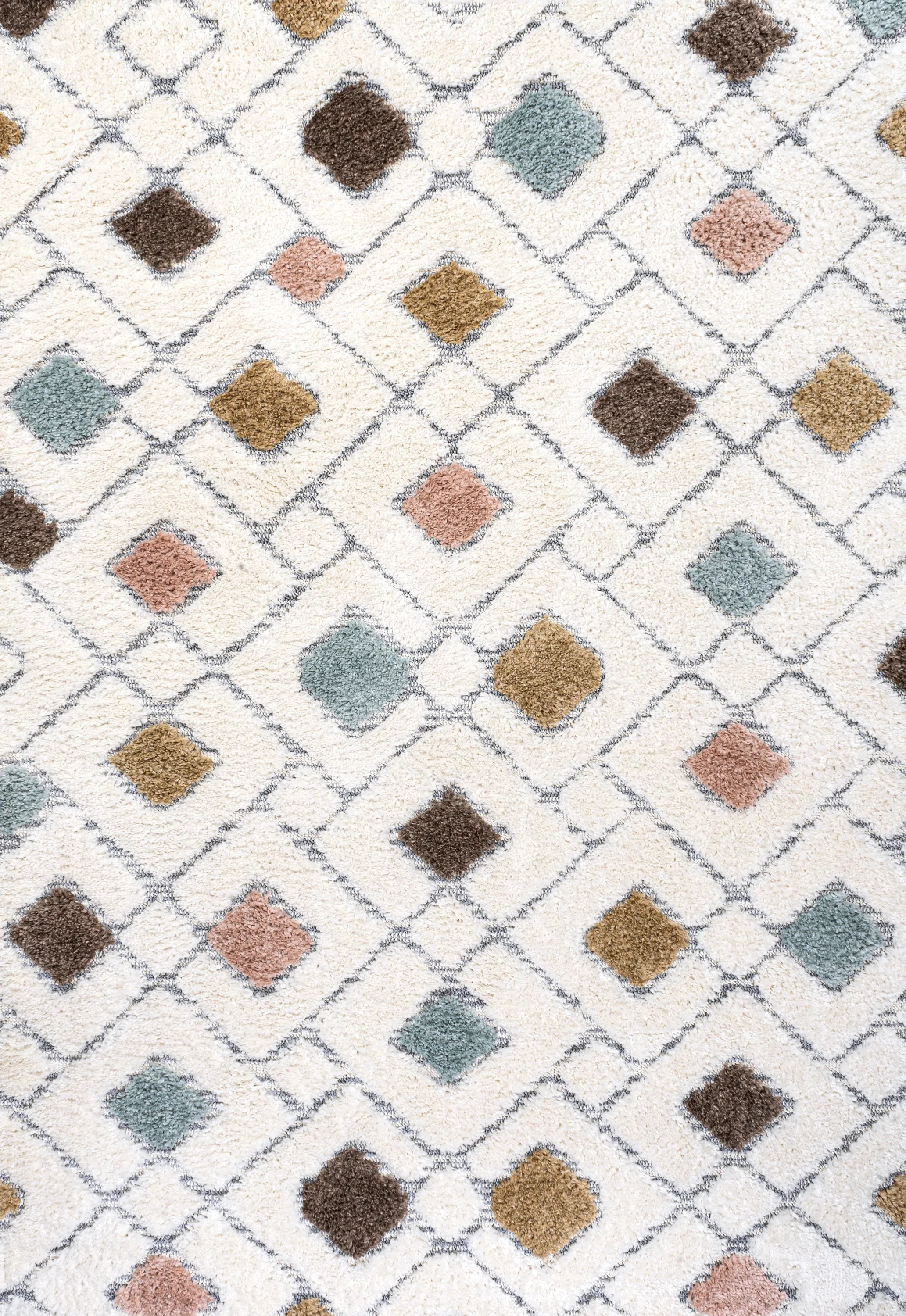Astrid Retro Trellis High-Low Multi/Cream Area Rug