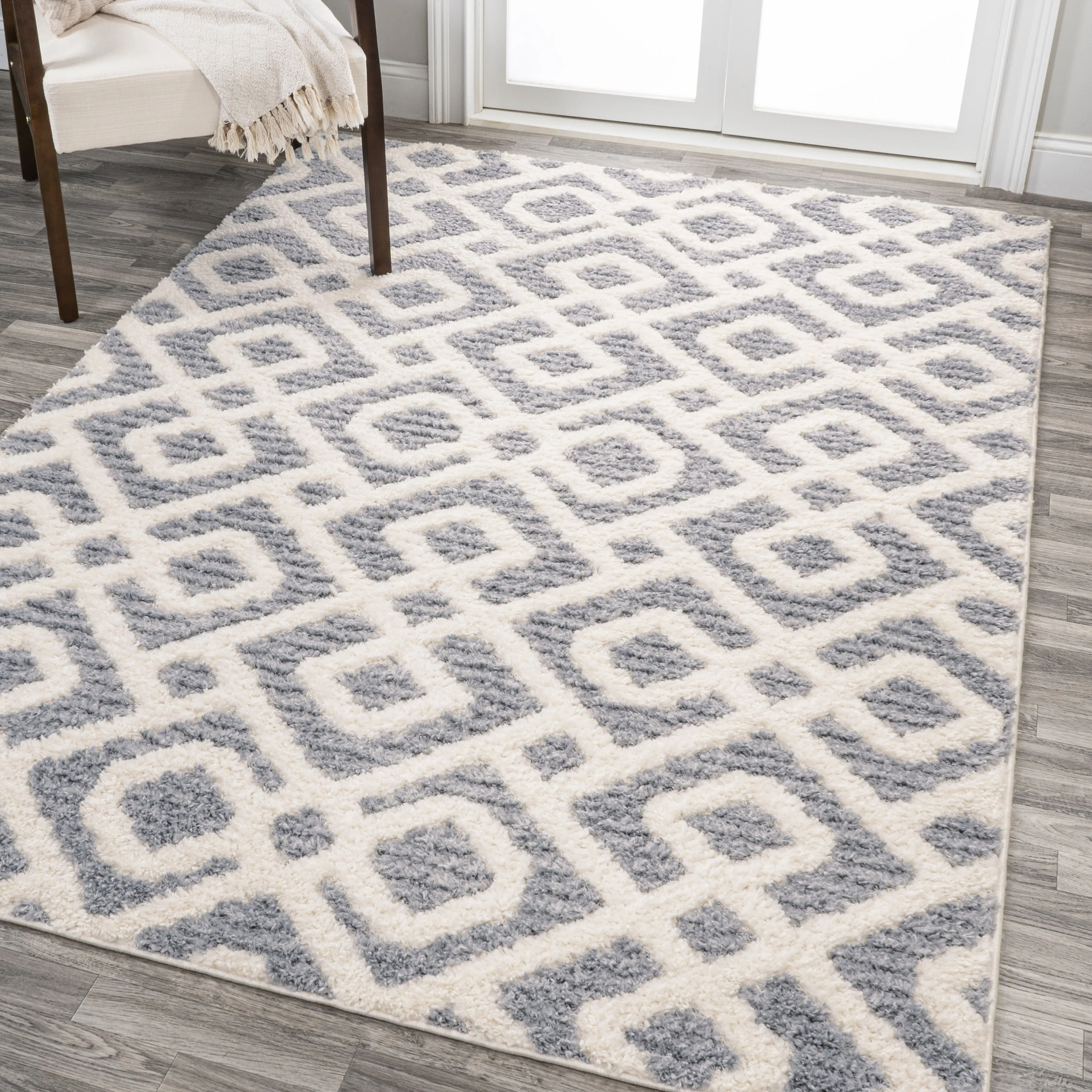 Astrid Retro Trellis High-Low Multi/Cream Area Rug