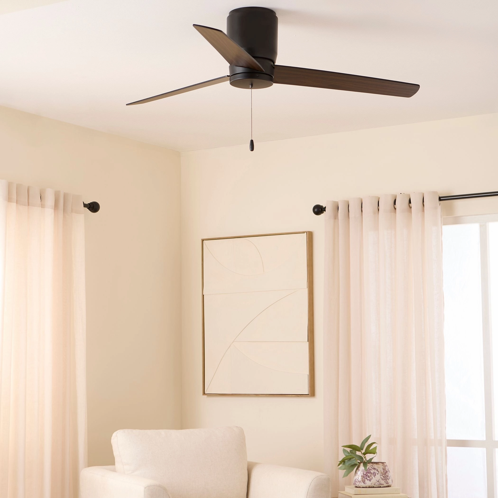 Banzai 52"Ceiling Fan Matte Black Huggers Fans low price shop