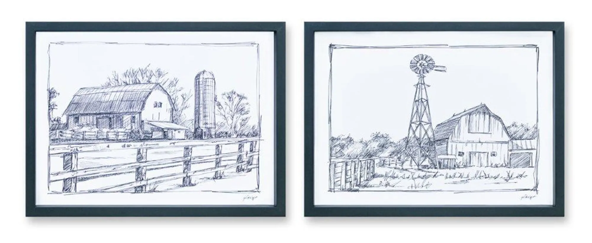 Barn Print (Set of 2) 15.75"L x 12"H MDF/Paper Decorative Accessories trending offers