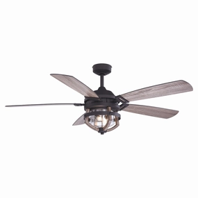 Barnes 54"Ceiling Fan Matte Black and Rustic Oak Exterior Fans FANS limited time offer