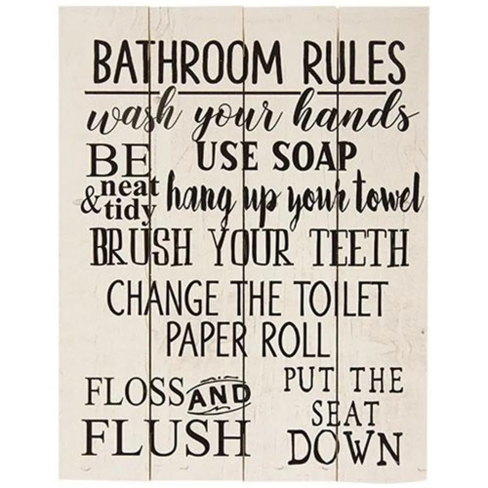 Bathroom Rules Pallet Art Decorative Accessories low price