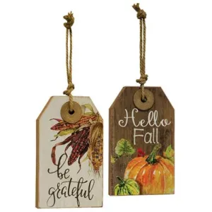 *Be Grateful Wood Tag 2 Asstd. Festive Decor online outlet