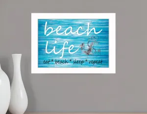 Beach Life 2 White Picture Frame Print Wall Art Modern Wall Accents store