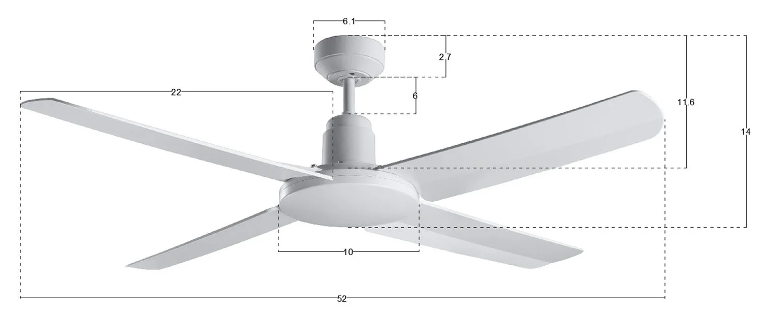 Beacon Nautilus 21302501 Ceiling Fan 52 - White, White/