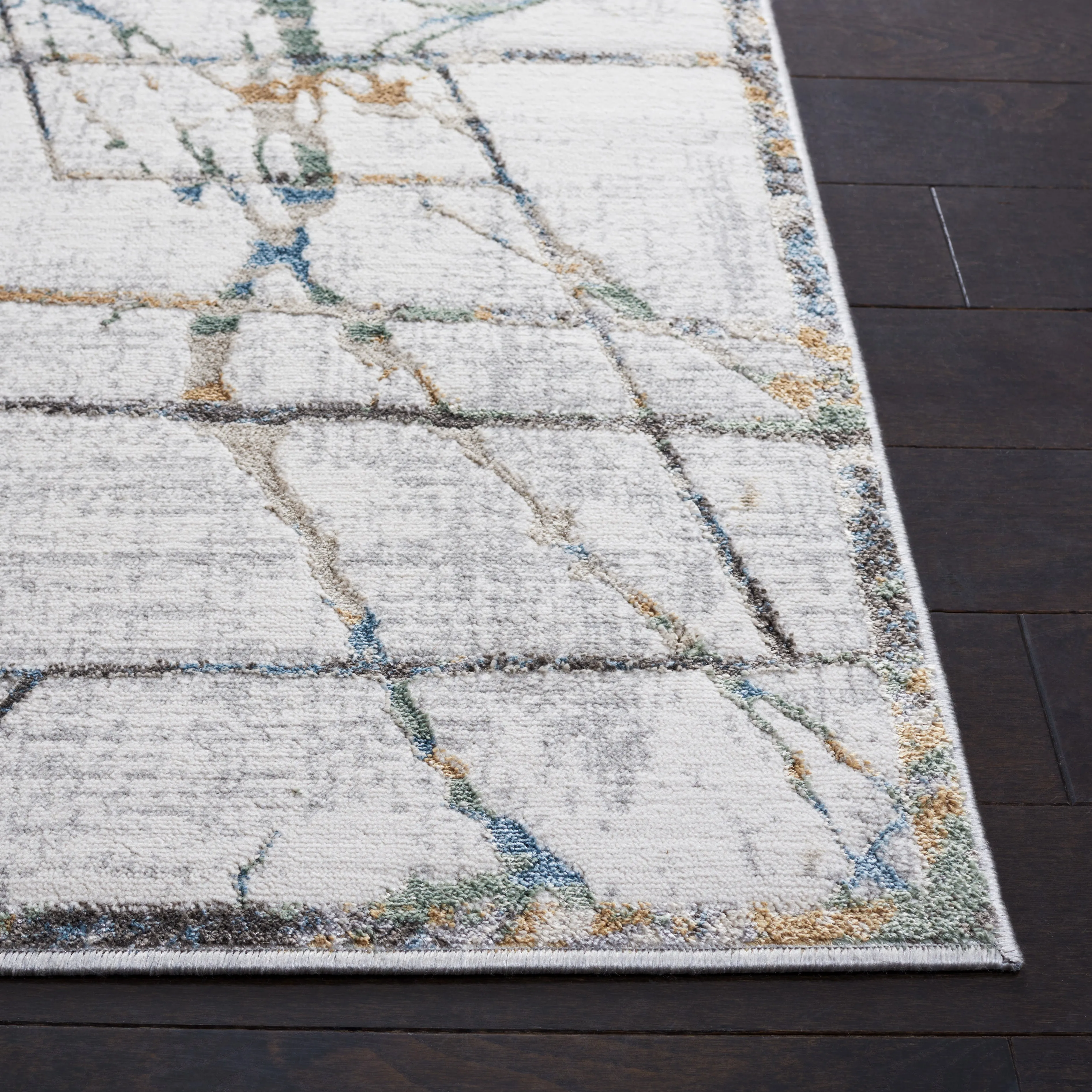 Bel Air Machine Made Area Rug, Beige / Grey Contemporary Style Easy Care