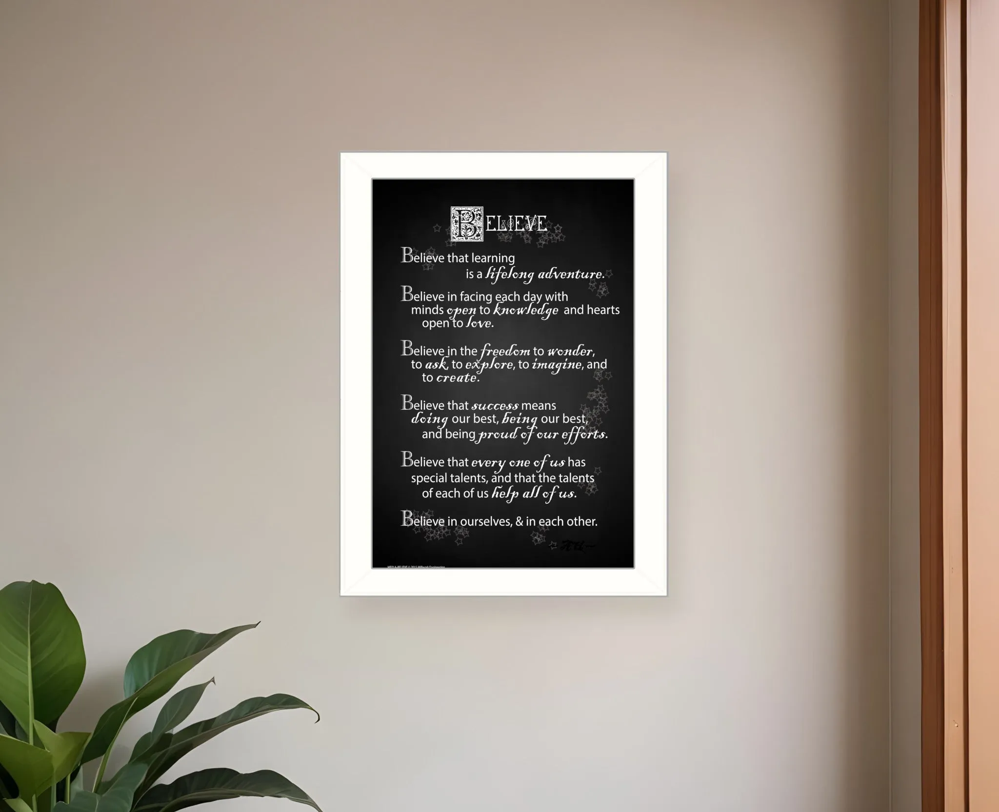 Believe 1 White Framed Print Wall Art Home Mirrors & Wall Art