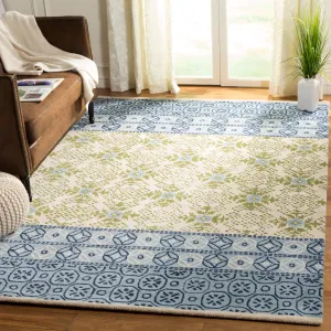 Bella Hand Made Area Rug, Ivory / Blue Traditional Style Non-Shedding Area Rugs mega sale