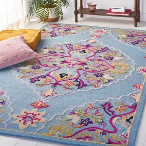 Bellagio Hand Made Area Rug, Light Blue / Multi Traditional Style Non-Shedding Area Rugs deal online