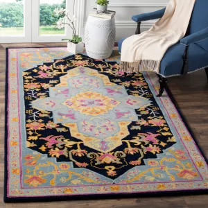 Bellagio Hand Made Area Rug, Navy Blue / Multi Traditional Style Non-Shedding Area Rugs weekend promo