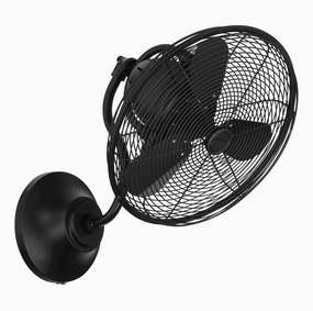 Bellows I Hard-wired Indoor/Outdoor 14"Wall Fan Flat Black Wall Fans Cooling Combo