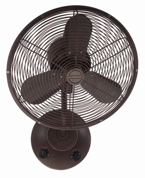 Bellows I Indoor/Outdoor Wall Mount Fan Aged Bronze Textured Wall Fans Cooling Combo