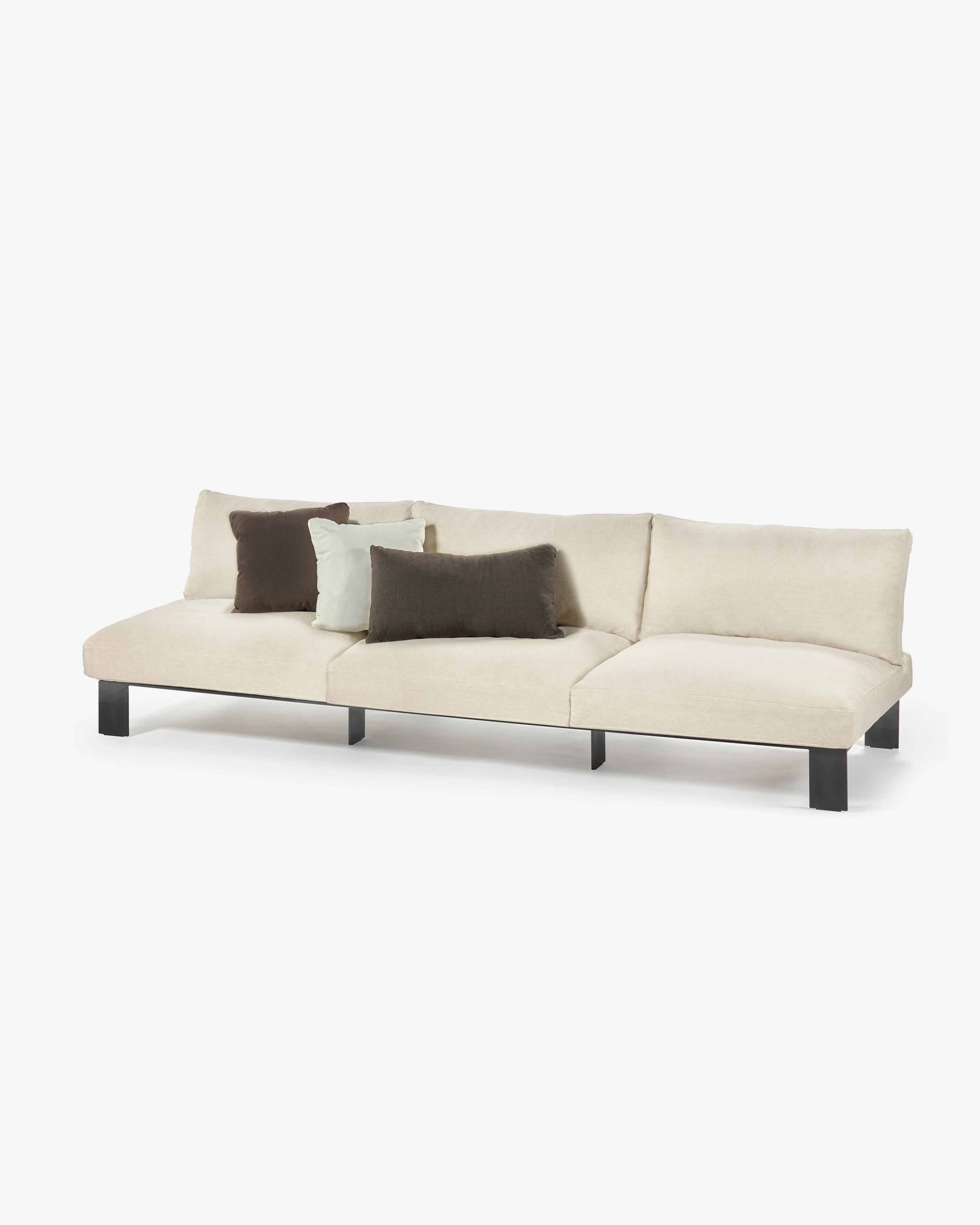 Bench three seater incl cushion outdoor beige
