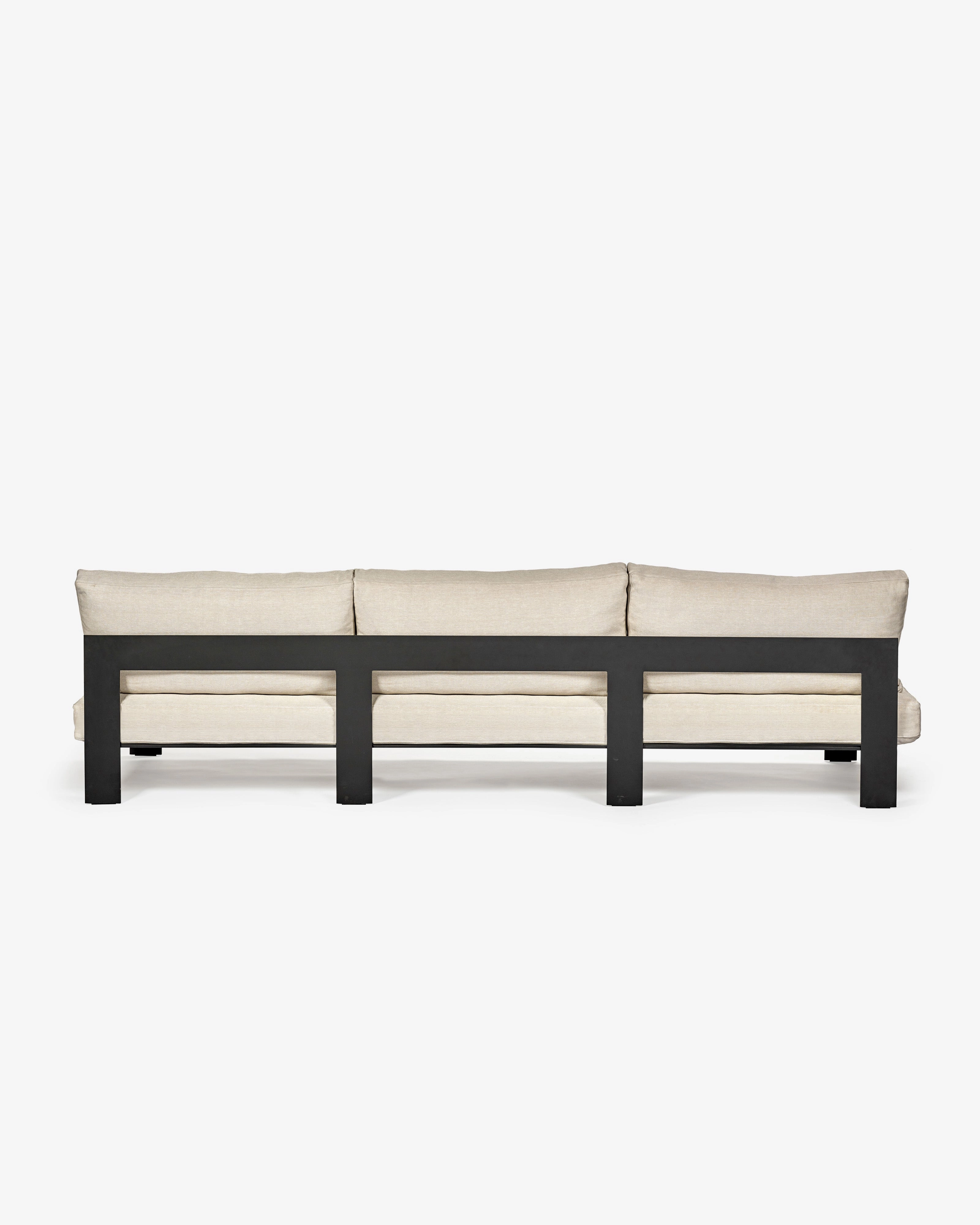 Bench three seater incl cushion outdoor beige