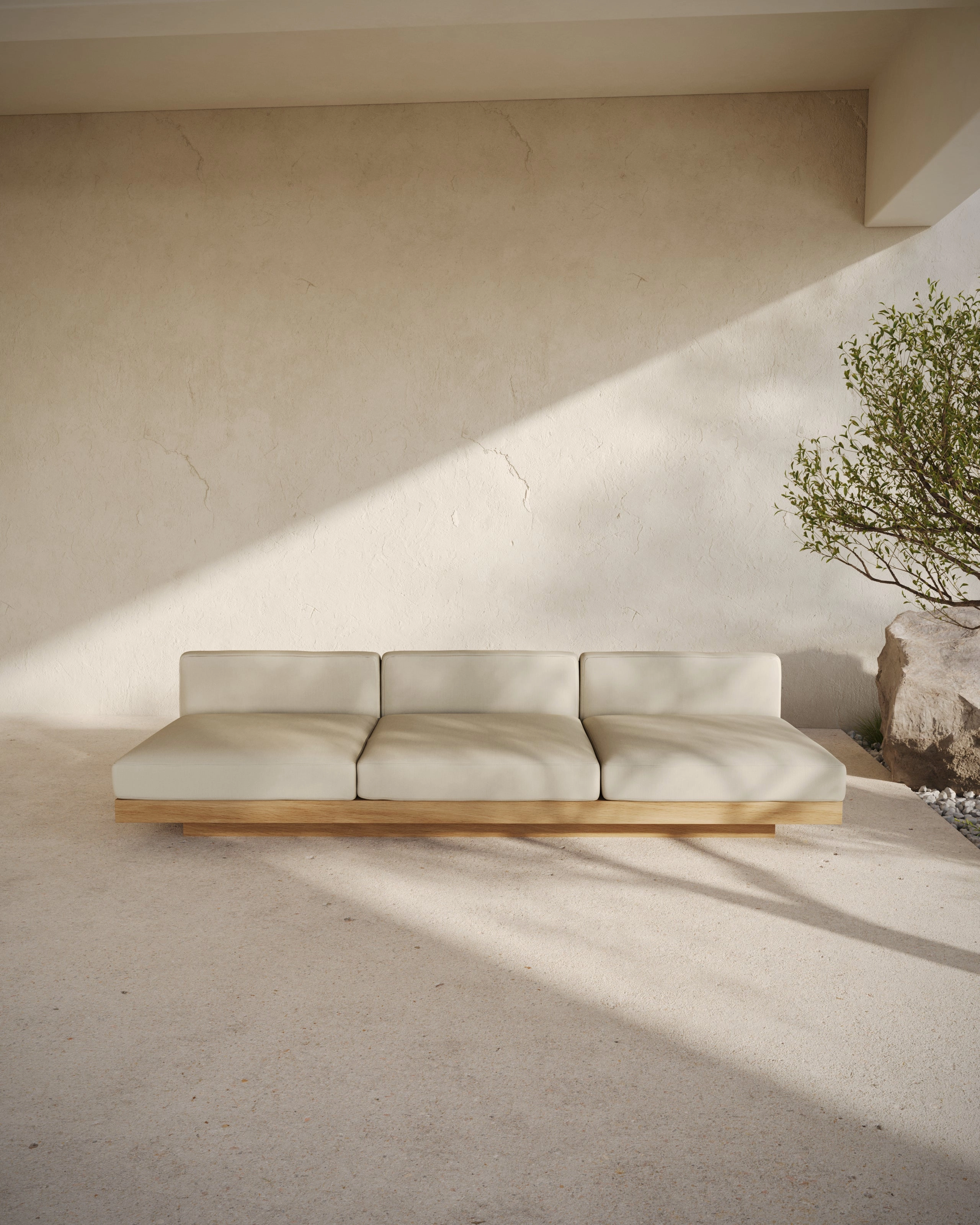 Bench three seater incl cushion  outdoor chalk Rudolph