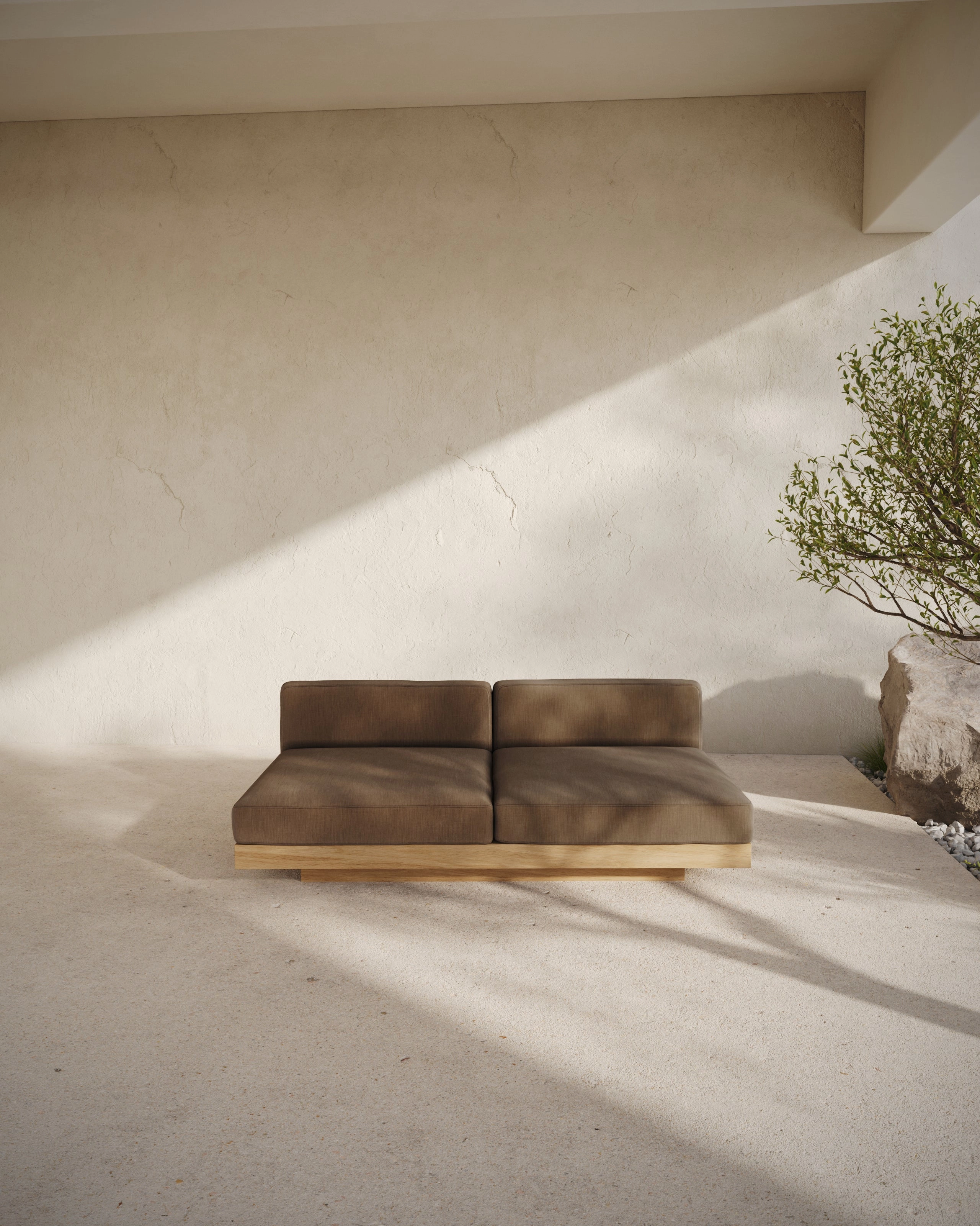 Bench two seater incl cushion  outdoor camel Rudolph
