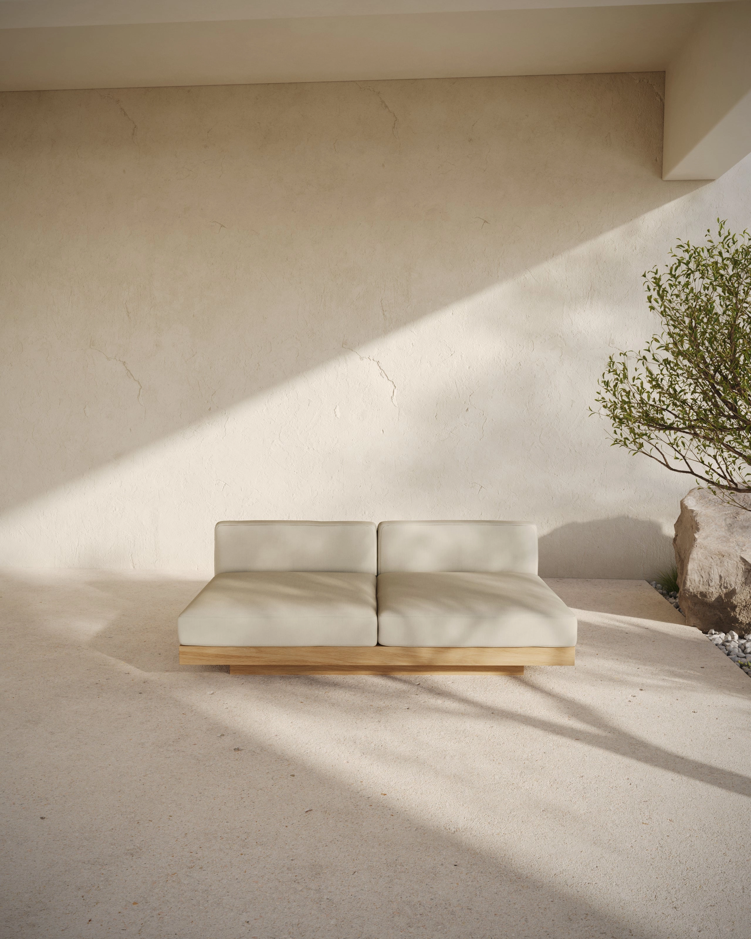 Bench two seater incl cushion outdoor chalk Rudolph