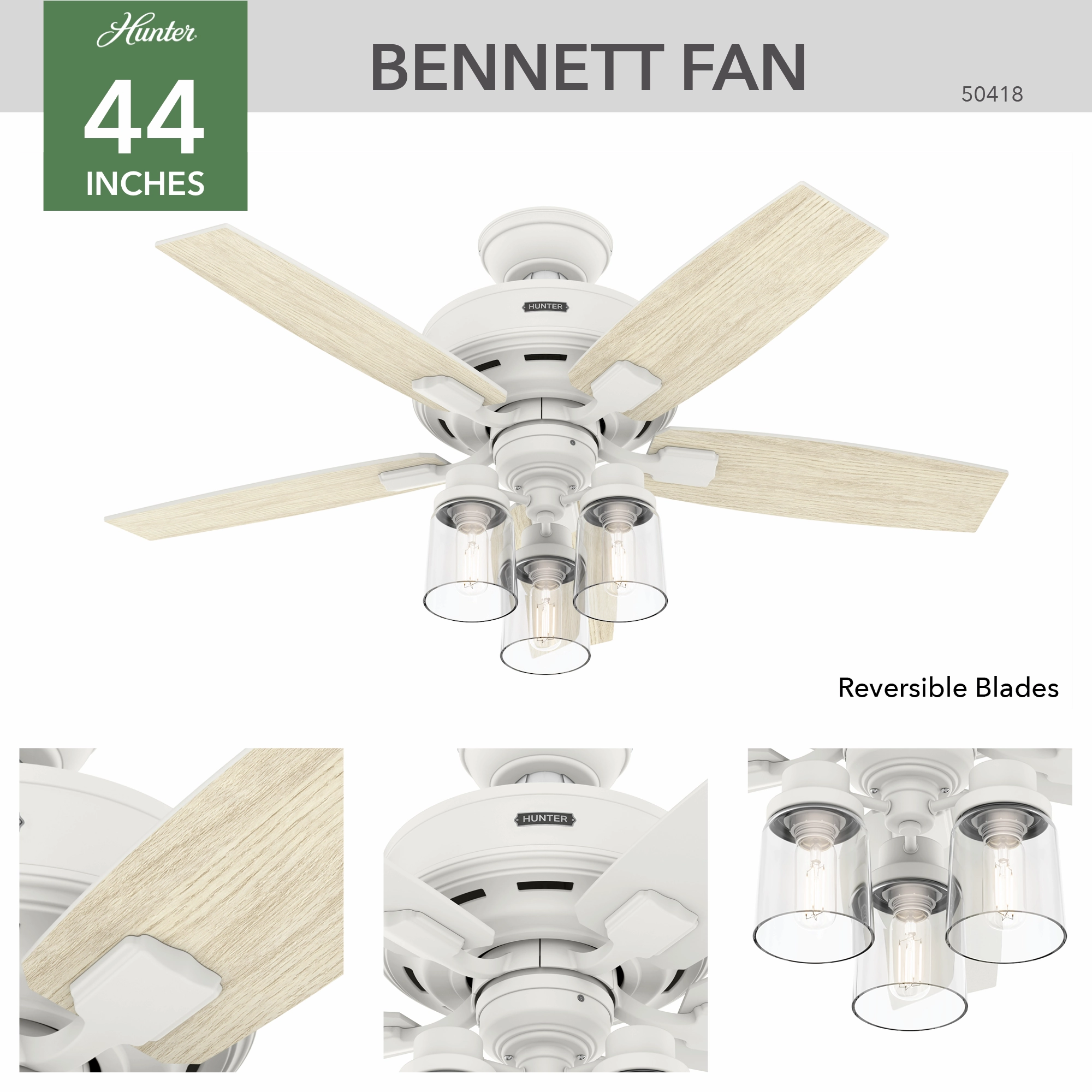 Bennett 44"Ceiling Fan Matte White Small Fans for less