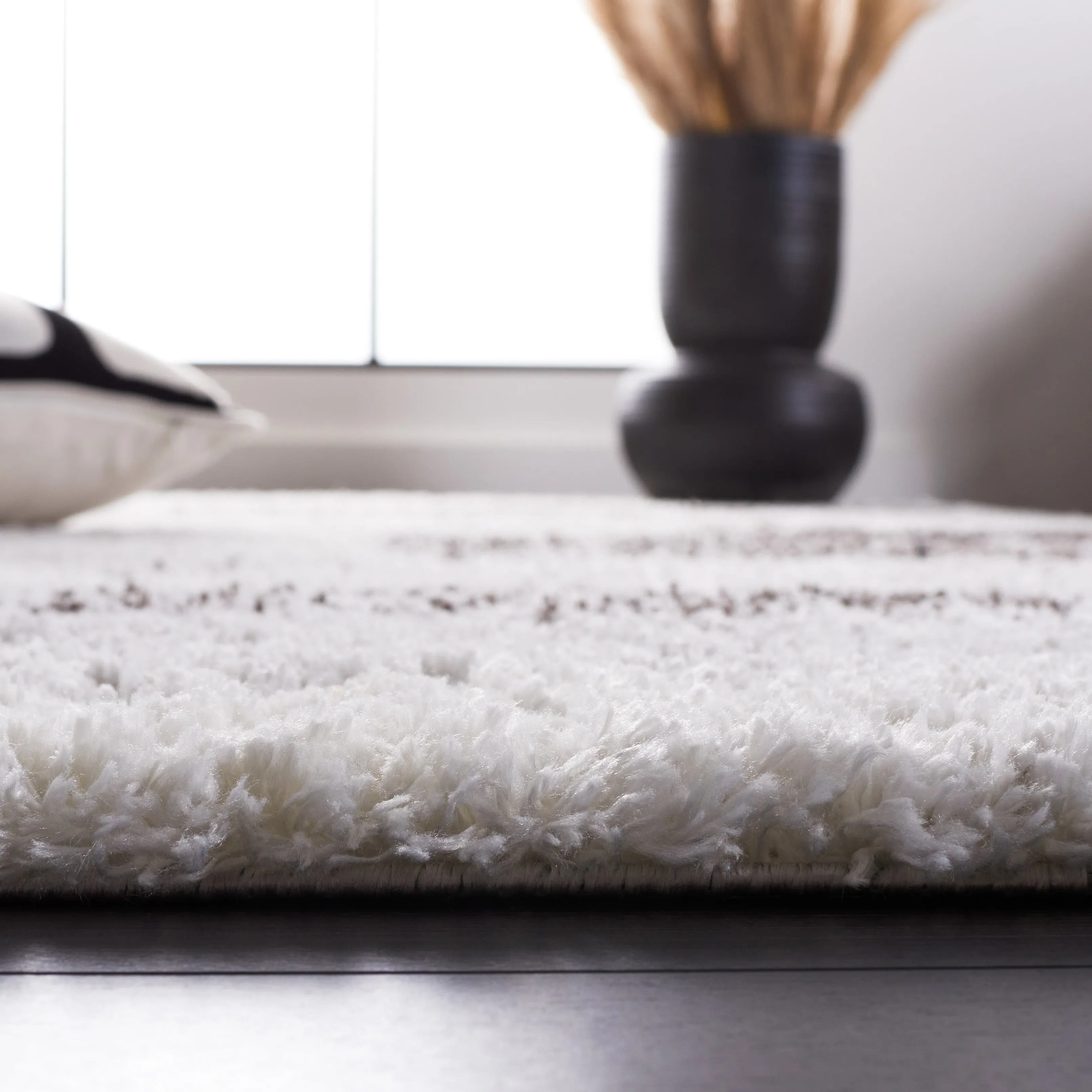 Berber Shag Machine Made Area Rug, Grey / Light Grey Contemporary Style Easy Care