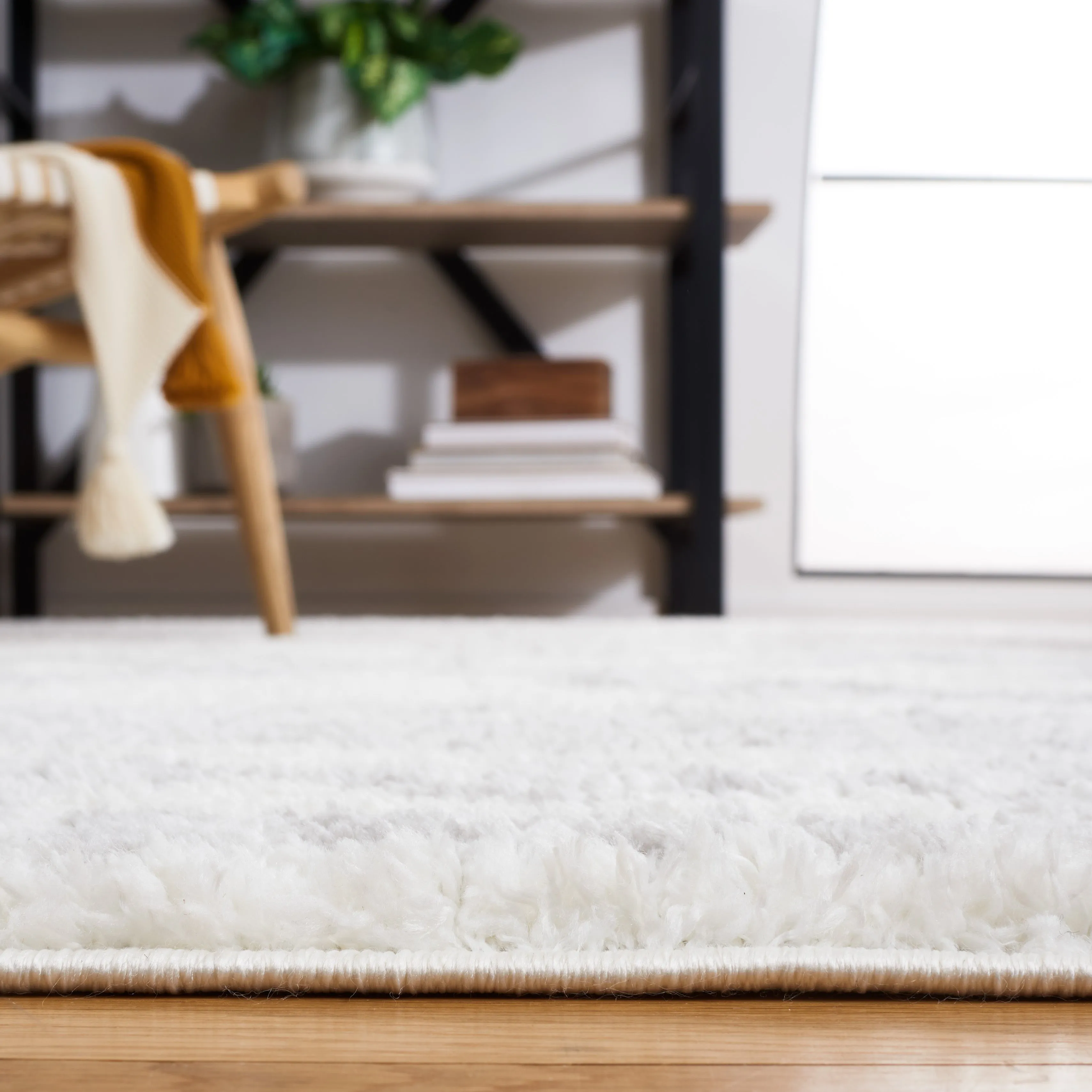 Berber Shag Machine Made Area Rug, Ivory / Grey Bohemian Style Easy Care