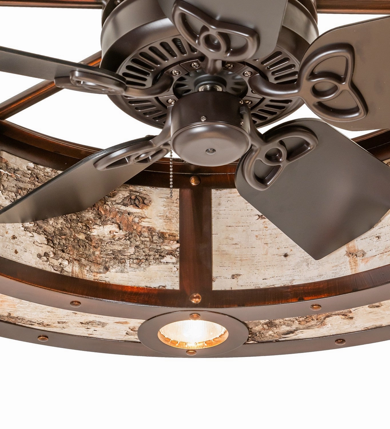 Birchwood 16 Light Chandel-Air Vintage Copper/Birch Wood Fandeliers at discount prices