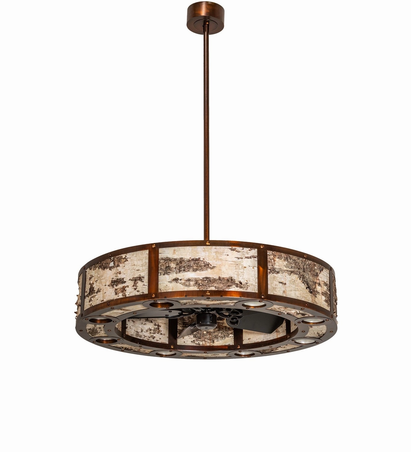 Birchwood 16 Light Chandel-Air Vintage Copper/Birch Wood Fandeliers at discount prices